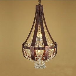 Lampadario creativo in ferro con cristallo in pelle di lusso postmoderno