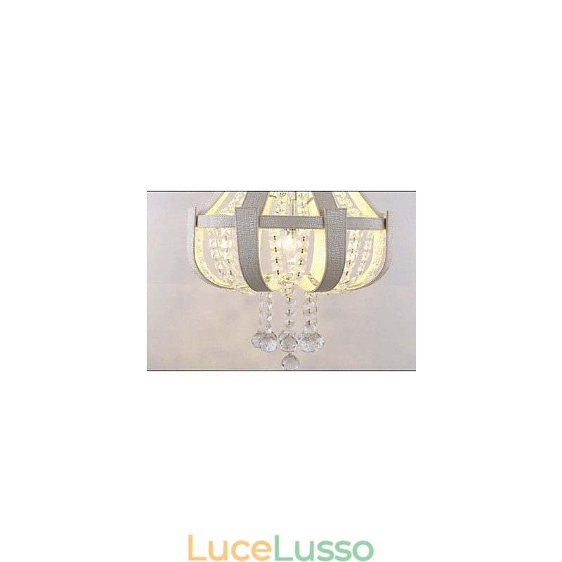 Lampadario creativo in ferro con cristallo in pelle di lusso postmoderno