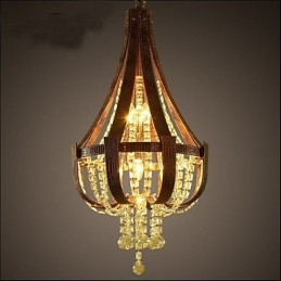 Lampadario creativo in ferro con cristallo in pelle di lusso postmoderno