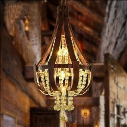 Lampadario creativo in ferro con cristallo in pelle di lusso postmoderno