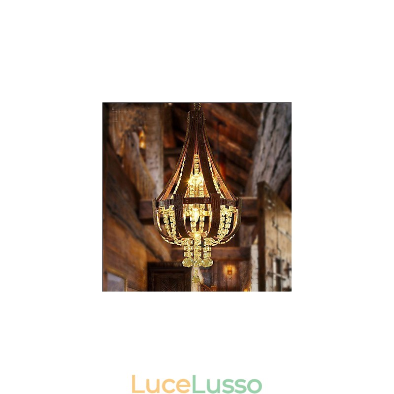Lampadario creativo in ferro con cristallo in pelle di lusso postmoderno
