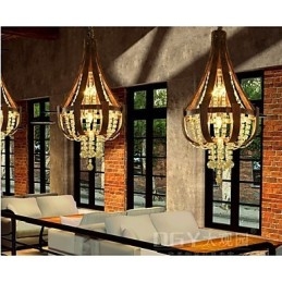 Lampadario creativo in ferro con cristallo in pelle di lusso postmoderno
