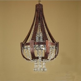 Lampadario creativo in ferro con cristallo in pelle di lusso postmoderno