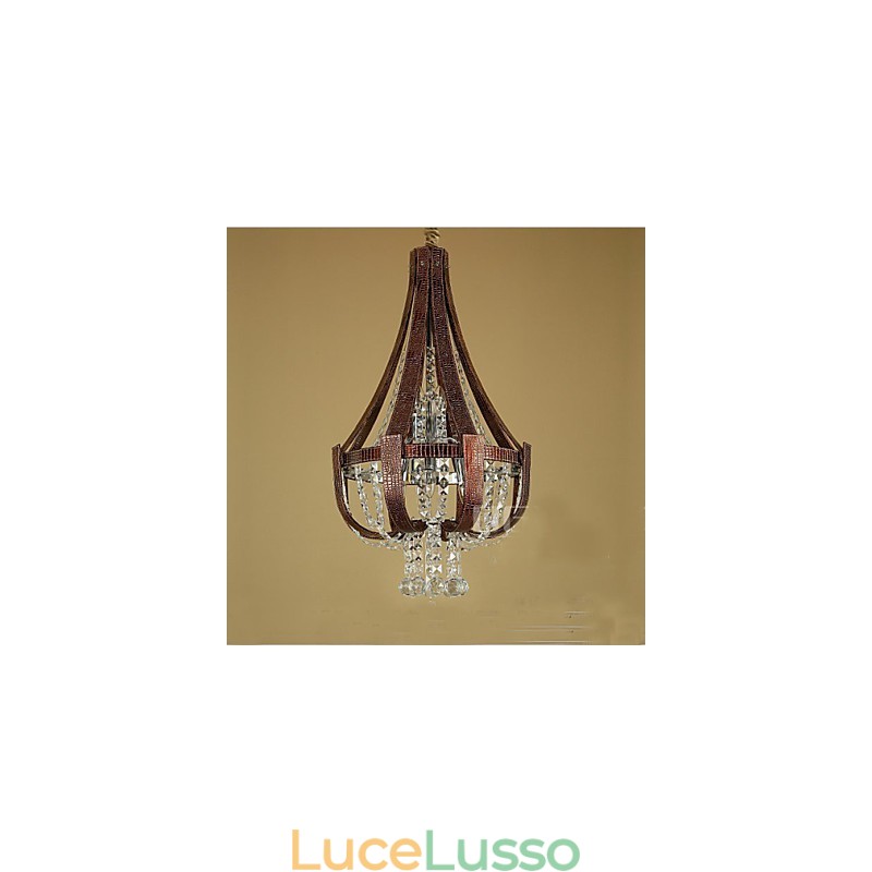 Lampadario creativo in ferro con cristallo in pelle di lusso postmoderno