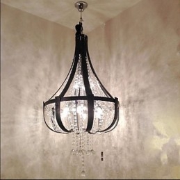 Lampadario creativo in ferro con cristallo in pelle di lusso postmoderno