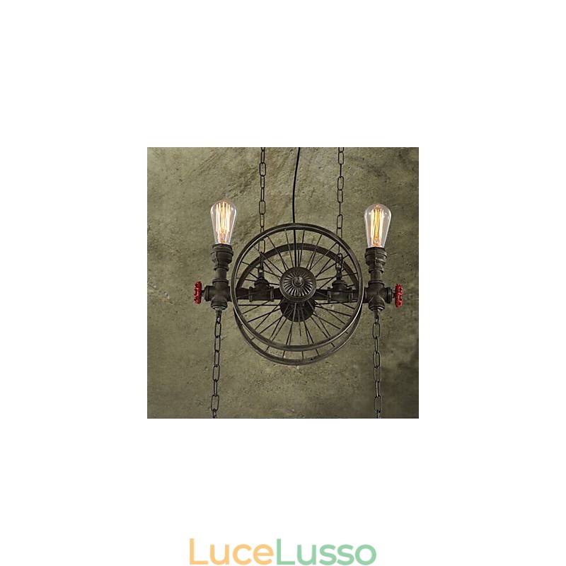 Lampadario americano in ferro battuto