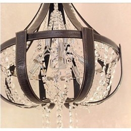 Lampadario creativo in ferro con cristallo in pelle di lusso postmoderno