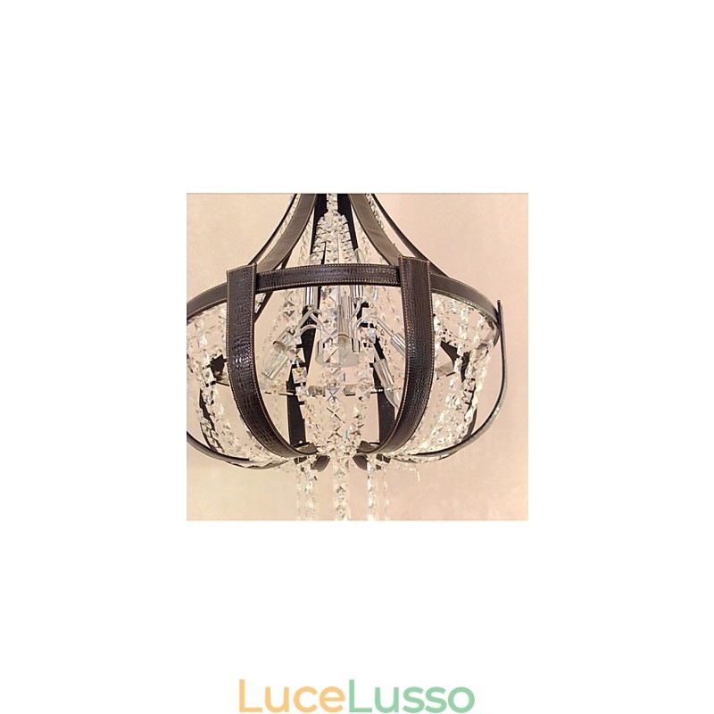 Lampadario creativo in ferro con cristallo in pelle di lusso postmoderno