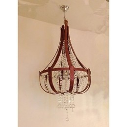 Lampadario creativo in ferro con cristallo in pelle di lusso postmoderno