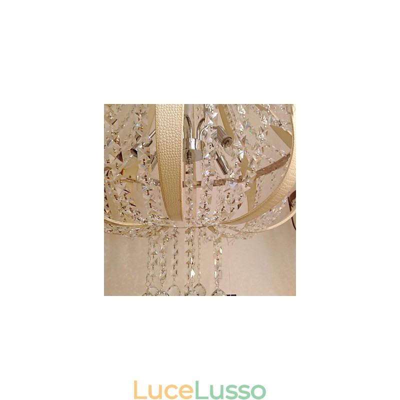 Lampadario creativo in ferro con cristallo in pelle di lusso postmoderno