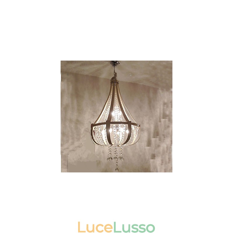 Lampadario creativo in ferro con cristallo in pelle di lusso postmoderno