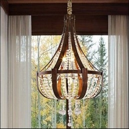 Lampadario creativo in ferro con cristallo in pelle di lusso postmoderno