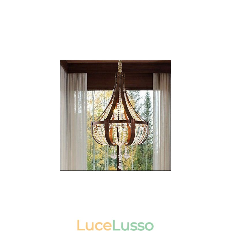 Lampadario creativo in ferro con cristallo in pelle di lusso postmoderno