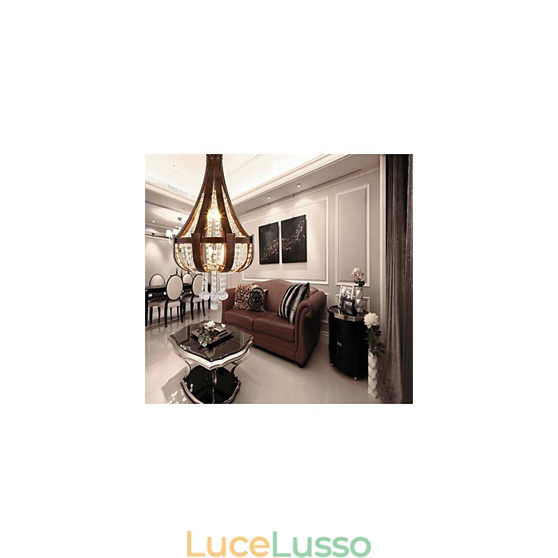 Lampadario creativo in ferro con cristallo in pelle di lusso postmoderno