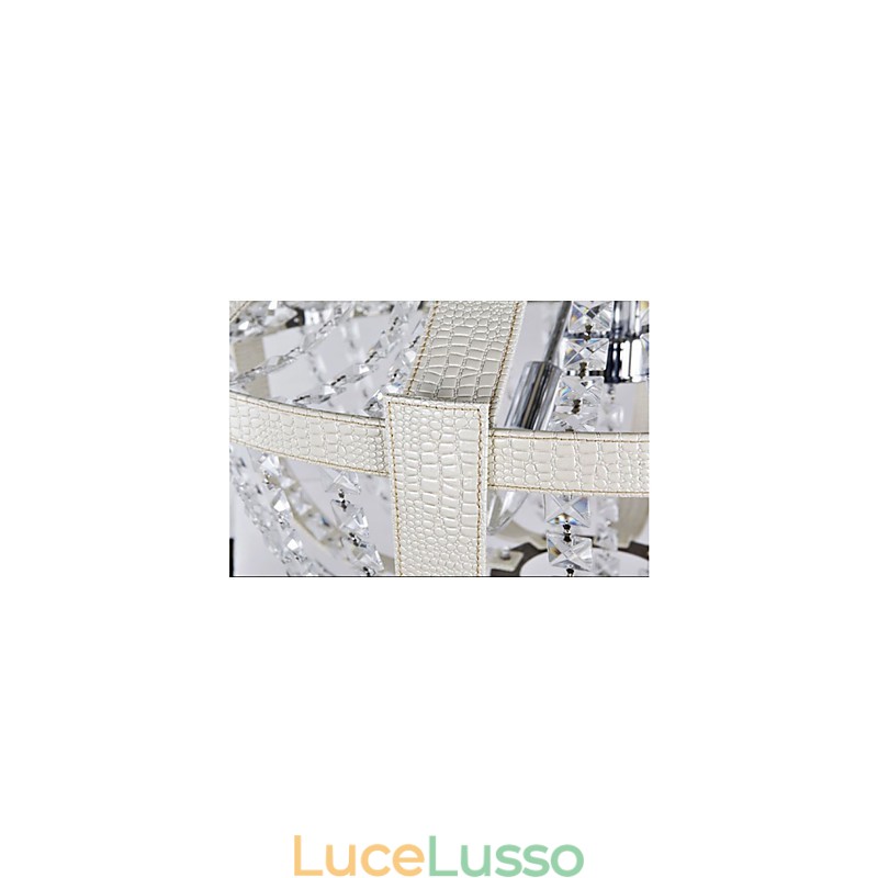 Lampadario creativo in ferro con cristallo in pelle di lusso postmoderno