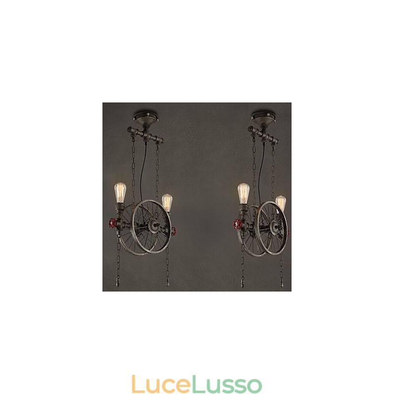 Lampadario americano in ferro battuto