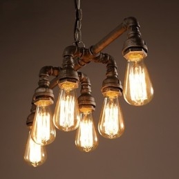 Edison Retro Loft Style Vintage Industriale Lampada a Sospensione in Metallo Tubo dell'Acqua Lampadario Lampara Colgantes