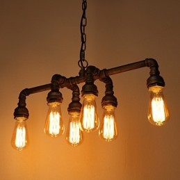 Edison Retro Loft Style Vintage Industriale Lampada a Sospensione in Metallo Tubo dell'Acqua Lampadario Lampara Colgantes