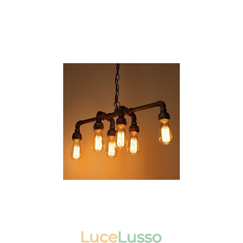 Edison Retro Loft Style Vintage Industriale Lampada a Sospensione in Metallo Tubo dell'Acqua Lampadario Lampara Colgantes