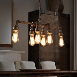 Edison Retro Loft Style Vintage Industriale Lampada a Sospensione in Metallo Tubo dell'Acqua Lampadario Lampara Colgantes