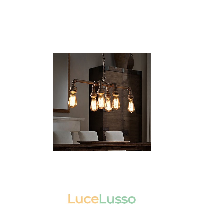 Edison Retro Loft Style Vintage Industriale Lampada a Sospensione in Metallo Tubo dell'Acqua Lampadario Lampara Colgantes