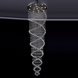 Lampade a sospensione in cristallo da soffitto 13 luci moderne in argento con baldacchino e cristalli trasparenti K9