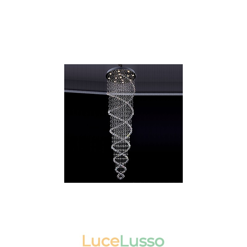 Lampade a sospensione in cristallo da soffitto 13 luci moderne in argento con baldacchino e cristalli trasparenti K9