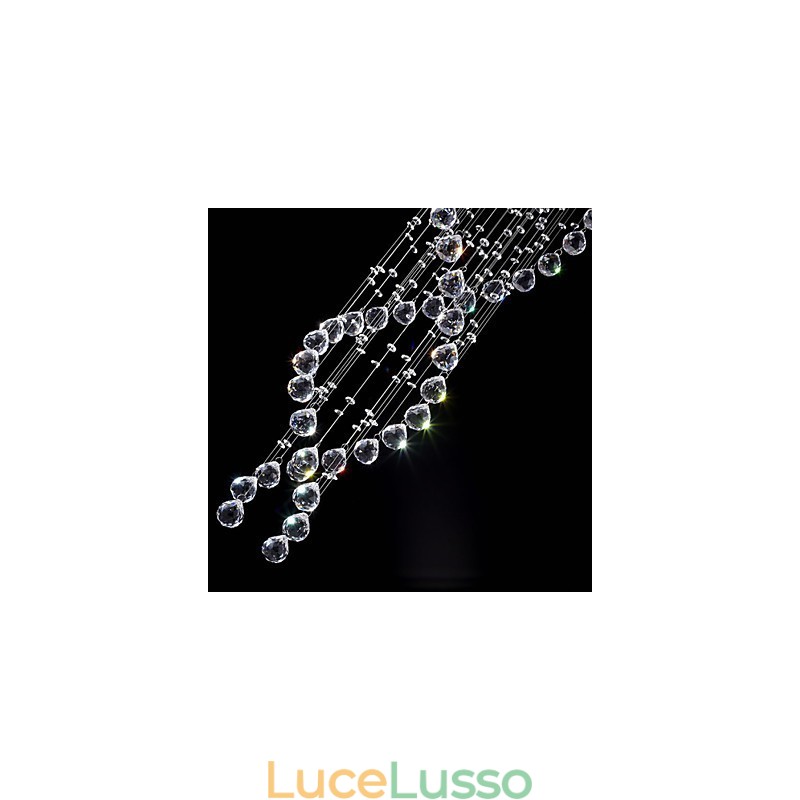 Lampade a sospensione in cristallo da soffitto 13 luci moderne in argento con baldacchino e cristalli trasparenti K9