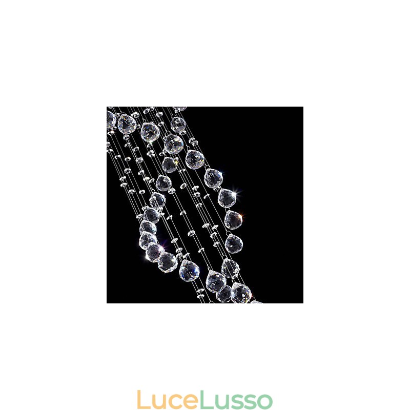 Lampade a sospensione in cristallo da soffitto 13 luci moderne in argento con baldacchino e cristalli trasparenti K9