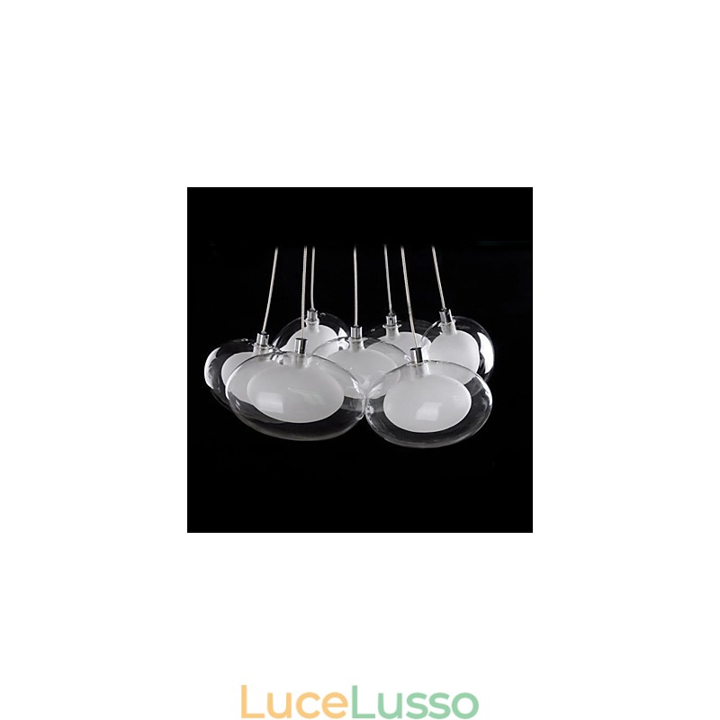 Lampada a sospensione moderna in metallo cromato contemporaneo