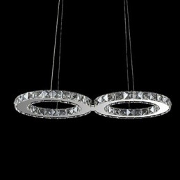 Lampada a sospensione in metallo cromato e cristallo contemporaneo