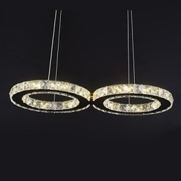 Lampada a sospensione in metallo cromato e cristallo contemporaneo