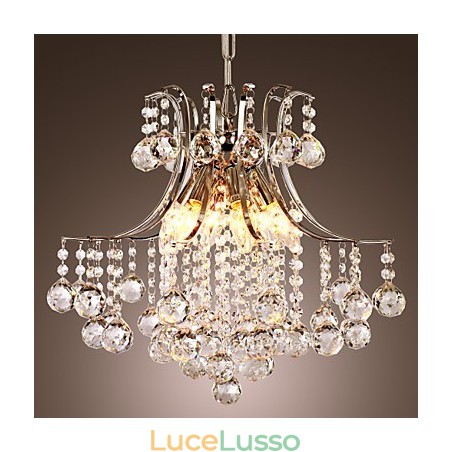 Lampada a sospensione di lusso moderna in cristallo Living 6 luci Lampada a sospensione di lusso moderna in cristallo Living 6 luci