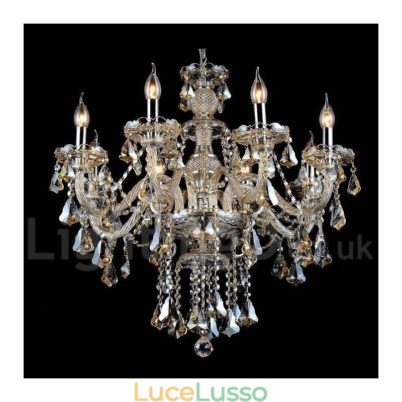 Lampadario moderno in cristallo K9 color cognac retrò con 8 luci