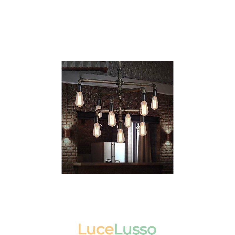 Lanterna tradizionale classica vintage retrò con pittura country, lampada a sospensione in metallo