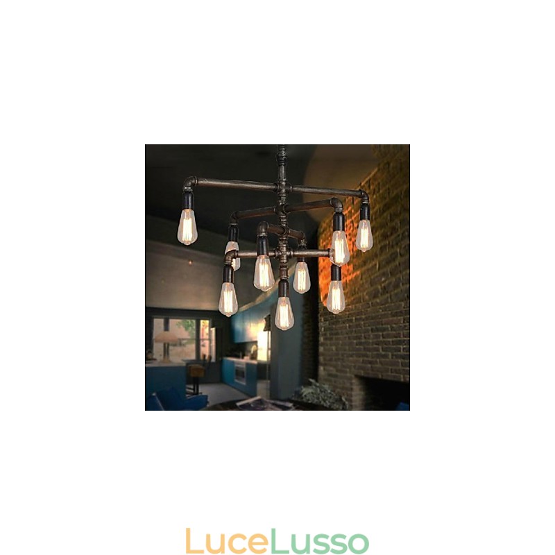 Lanterna tradizionale classica vintage retrò con pittura country, lampada a sospensione in metallo