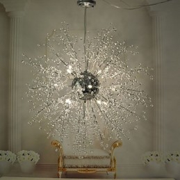 Lampadario a sospensione in metallo cromato con cristallo Globe