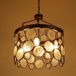Lampadario in ferro e vetro vintage