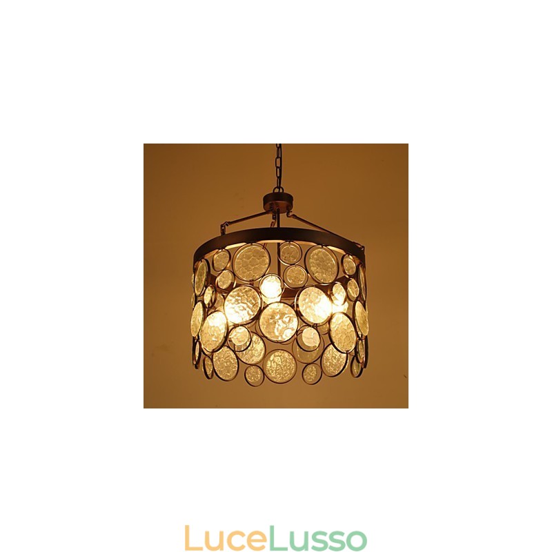 Lampadario in ferro e vetro vintage