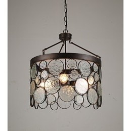 Lampadario in ferro e vetro vintage