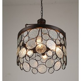 Lampadario in ferro e vetro vintage