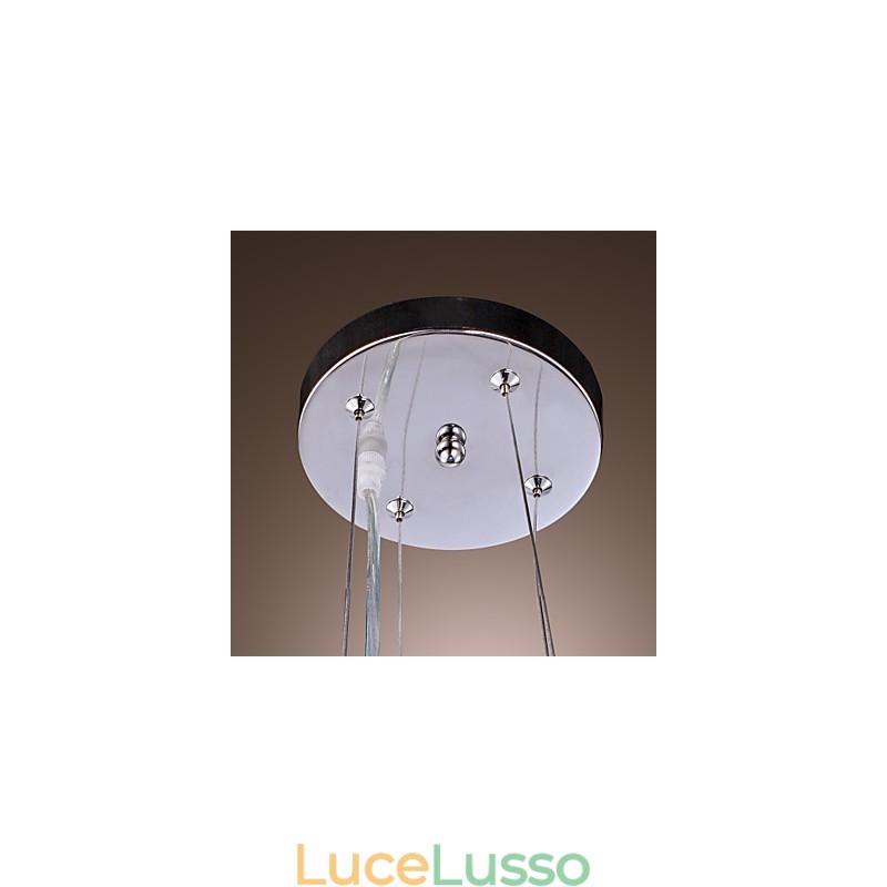 Lampada a sospensione moderna e contemporanea in metallo elettroplaccato con cristallo a tamburo