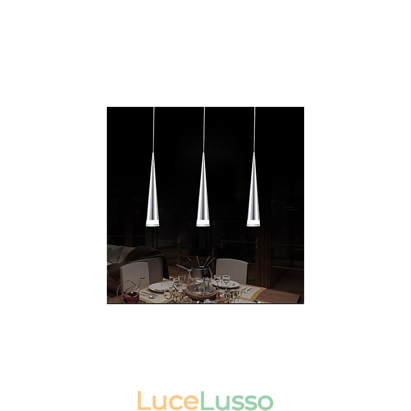 Lampada a sospensione moderna in metallo cromato contemporaneo