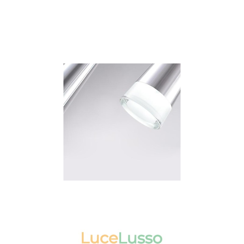 Lampada a sospensione moderna in metallo cromato contemporaneo