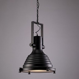 Lampada a sospensione in ferro retrò nero e paralume in vetro Negozio