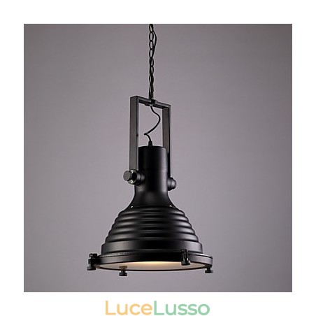 Lampada a sospensione in ferro retrò nero e paralume in vetro Negozio Lampada a sospensione in ferro retrò nero e paralume in vetro Negozio