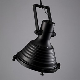 Lampada a sospensione in ferro retrò nero e paralume in vetro Negozio