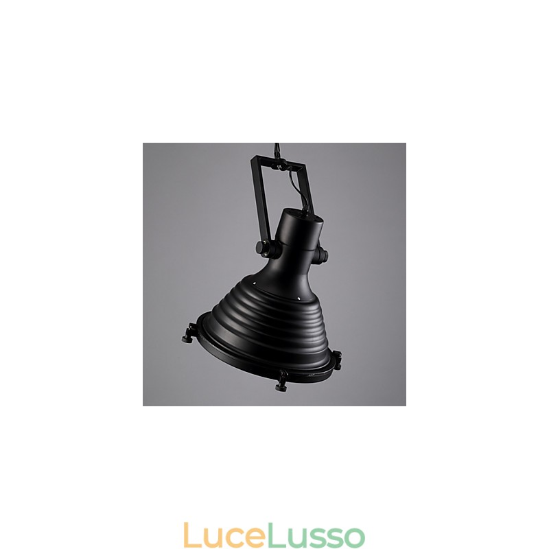 Lampada a sospensione in ferro retrò nero e paralume in vetro Negozio