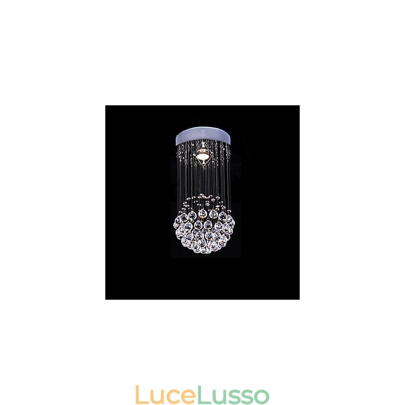 Lampadario moderno contemporaneo in metallo elettroplaccato in cristallo da montare a filo