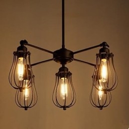 American Industrial Restaurando i modi antichi Lampada a goccia in ferro battuto a forma di pompelmo a 5 teste